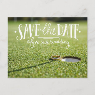 Golf-Hochzeitsfeier mit Golfball und Herz Liebe  Postkarte
