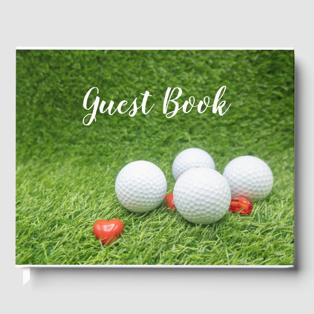 Golf Hochzeitsgast-Buch mit Bälle und Herzen Gästebuch (Vorderseite)