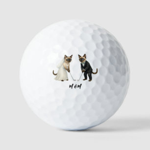 Golf-Hochzeitsthema für Katzenliebhaber Braut und Golfball