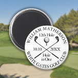 Golf Hole in einem Personalisierten, modernen Magnet<br><div class="desc">Personalisieren Sie den Namen,  die Nummer des Ortes Loch und das Datum,  um einen großen Sake zu schaffen,  um dieses fantastische Loch in einem zu feiern. Entwickelt von Thisisnotme©</div>