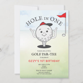 Golf Hole in One 1. Geburtstag Par-Tee Einladung