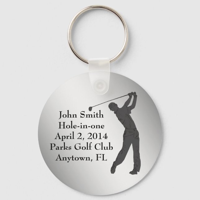 Golf Hole-in-One-Gedenkfeier individuell anpassbar Schlüsselanhänger (Vorderseite)