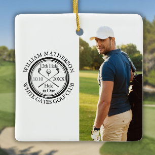 Golf Hole-in-One personalisiertes Foto Golfer  Keramikornament