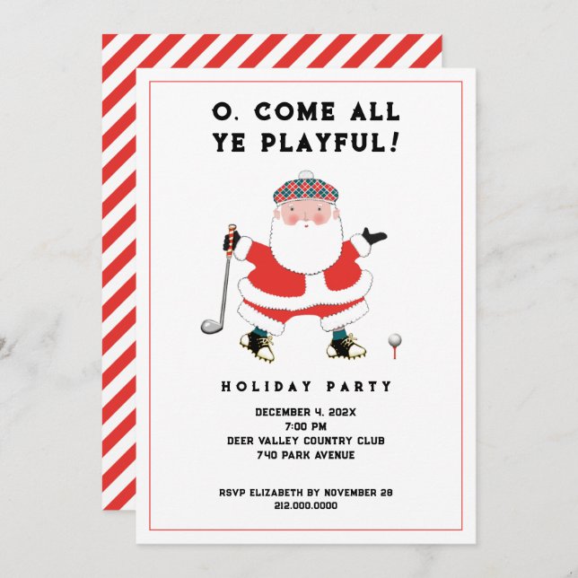 Golf Holiday Party Invitation (Devant / Derrière)