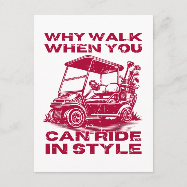 Golf im Stil Funny Golf Cart Postkarte (Vorderseite)