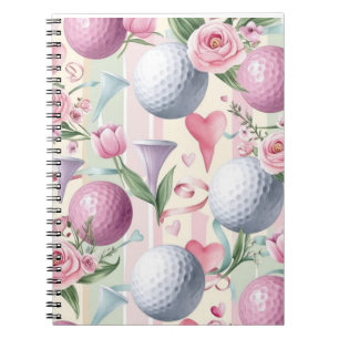 Golf in Rosa mit Blume für Lady Golfer Notizblock