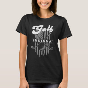Golf Indiana Fun American Flag Staat Golfspielen T-Shirt