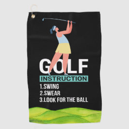 Golf Instruction Swing Swear Repeat Golf Handtuch