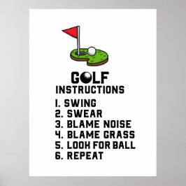 Golf Instruction Swing Sweet am Flag Loch auf grün Poster