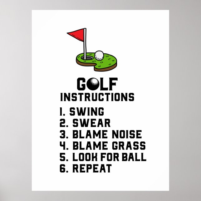 Golf Instruction Swing Sweet am Flag Loch auf grün Poster (Vorne)
