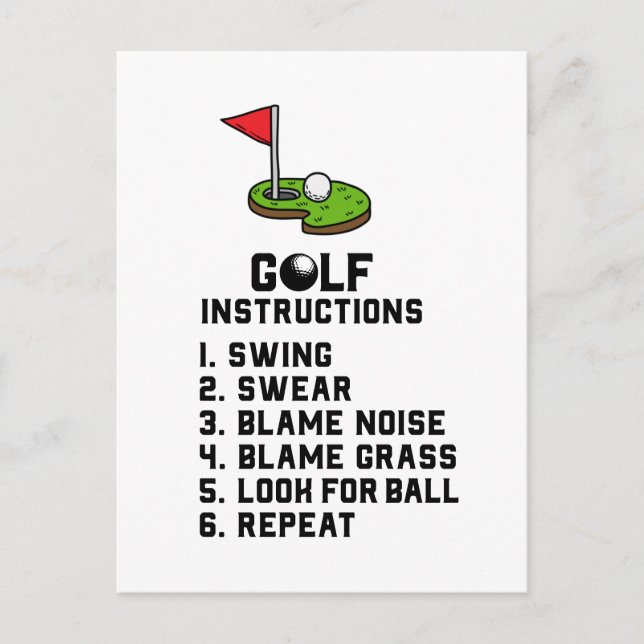 Golf Instruction Swing Sweet am Flag Loch auf grün Postkarte (Vorderseite)