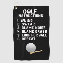 Golf Instruction Swing Sweet with ball and tee Golfhandtuch