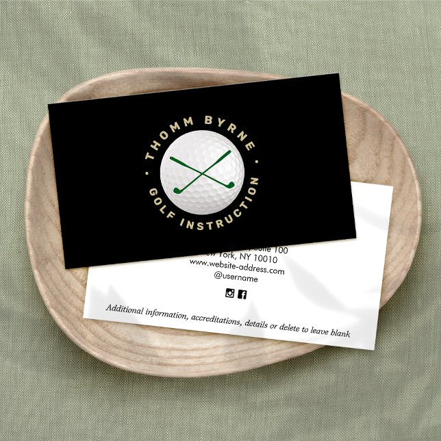Golf Instructor, Golf Ball Clubs Business Card Visitenkarte (Von Creator hochgeladen)