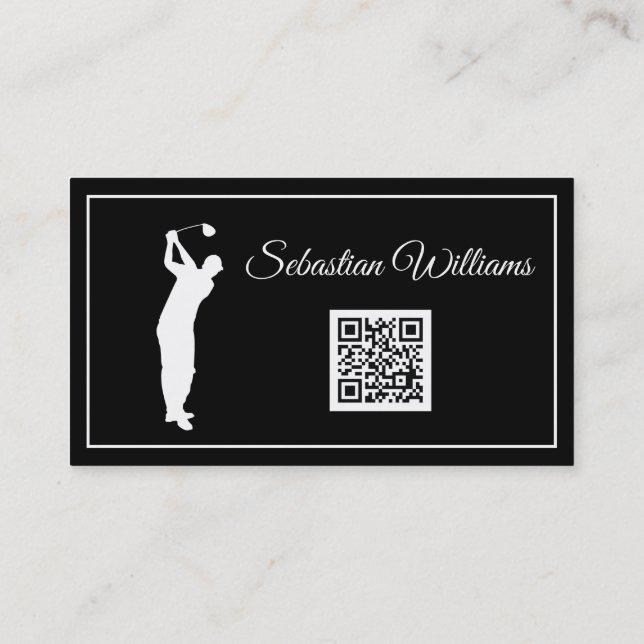 Golf Instructor Lehrer Beruflich Sport Black Visitenkarte (Rückseite)