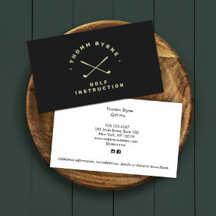 Golf Instructor Pro Crossed Golf Clubs Black Visitenkarte