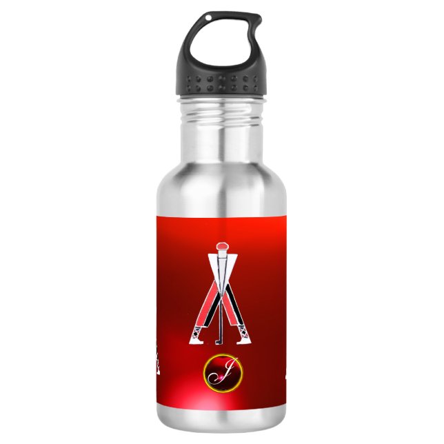GOLF INSTRUCTOR RED RUBY MONOGRAM EDELSTAHLFLASCHE (Vorderseite)