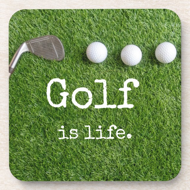 Golf ist das Leben mit Golfbälle sind auf grünem G Getränkeuntersetzer (Vorderseite)