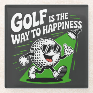 Golf ist der Weg zum Glück Glasuntersetzer