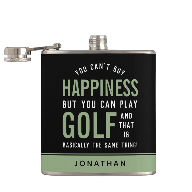 Golf ist Glück Funny Golf Lover Geschenke Flachmann (Geöffnet)