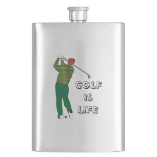 GOLF ist LEBEN, Golfspieler, Verein, Golf-Zitat Flachmann