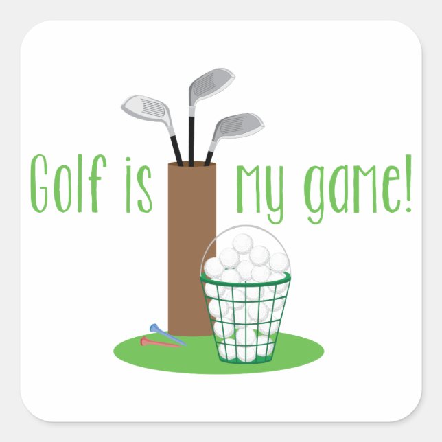Golf ist mein Spiel Quadratischer Aufkleber (Vorderseite)