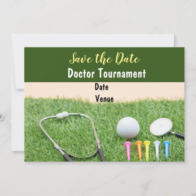 Golf ist mein Therapiegolf und Stethoskop Einladung (Vorderseite)