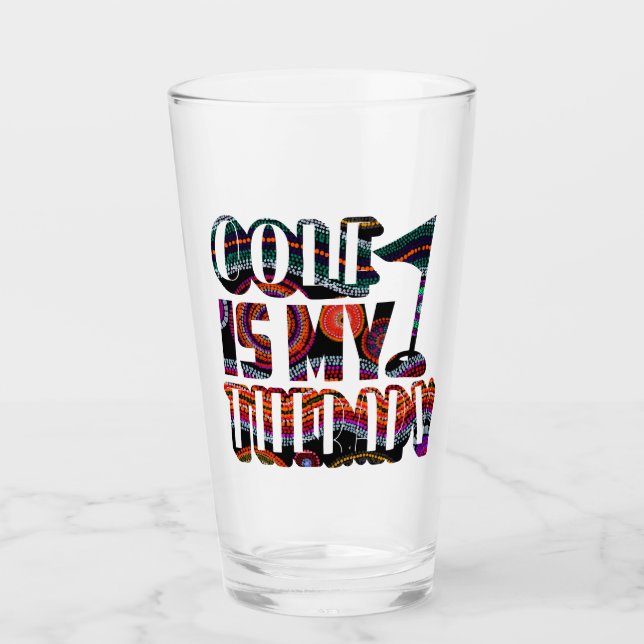 Golf ist meine Therapie Funny Typografy Sport Rede Glas (Vorderseite)