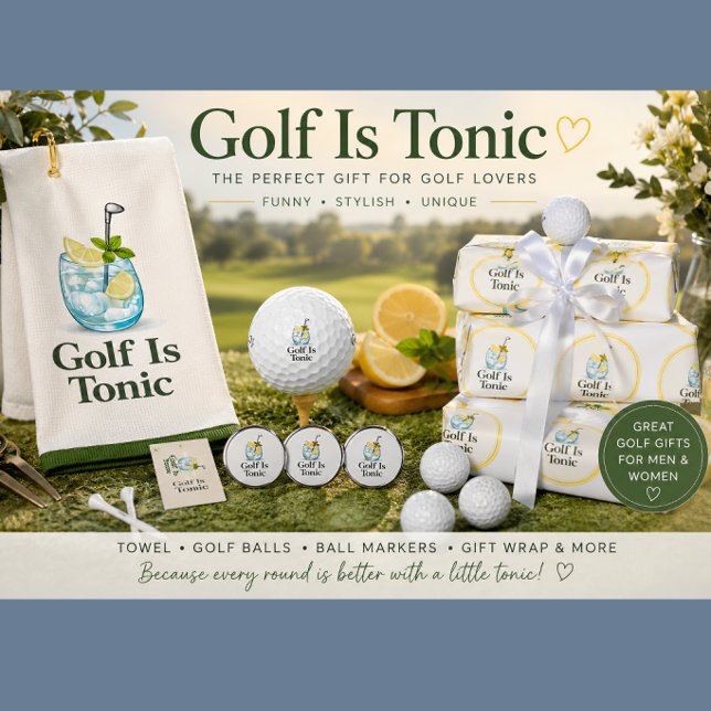 Golf ist Tonic | Golf-Geschenkverpackung Geschenkpapier (Golf gifts with personality — stylish golf towels, balls, wrap & accessories for golf lovers.)