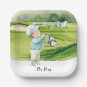 Golf It's Boy für Baby Shower Pappteller