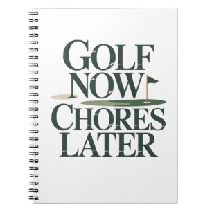 Golf Jetzt Später Hausarbeit Retro Golf Humor Notizblock