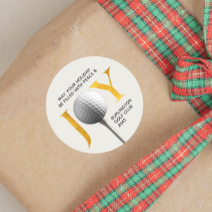 Golf Joy & Peace Christmas Runder Aufkleber