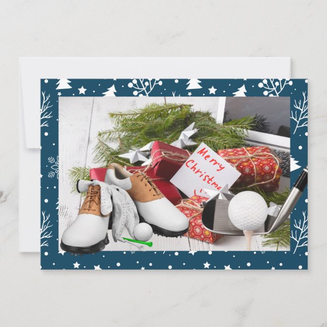 Golf Joyeuse carte de Noël aux cadeaux au golfeur (Devant)