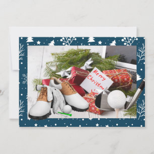 Golf Joyeuse carte de Noël aux cadeaux au golfeur