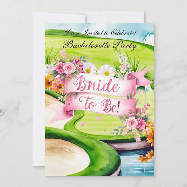 Golf Junggeselinnen-Abschied auf Golfplatz Einladung (Vorderseite)