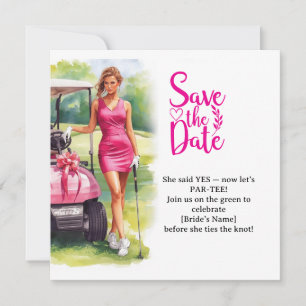 Golf Junggesellinnen Abschied Frau Golferin spielt Save The Date