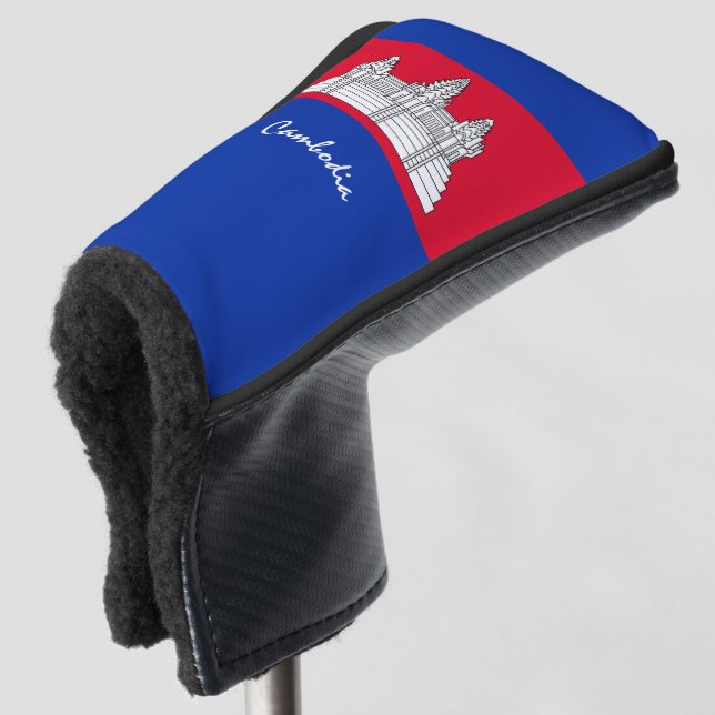Golf Kambodscha & Kambodscha Flagge / Golf Clubs A Golf Headcover (3/4 Vorderseite)