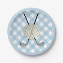 Golf Kariert Blue White Preppy Country Club Pappteller