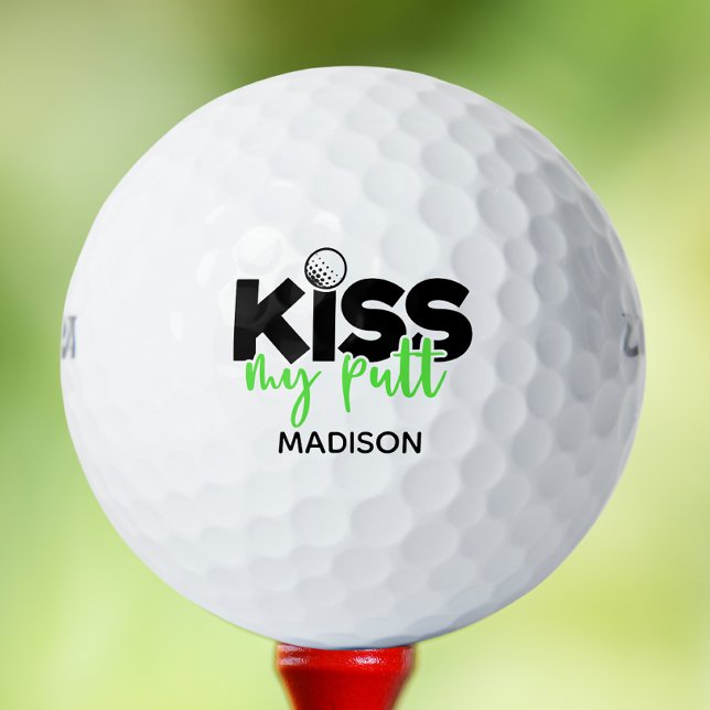 Golf Kiss My Putt Funny Modern Personalisierter Na Golfball (Von Creator hochgeladen)
