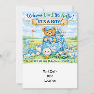 Golf Kleiner Golfer Baby Junge Baby-Party-Einladun Einladung