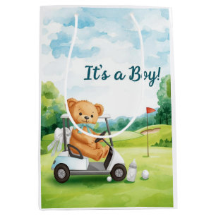Golf Kleiner Golfer Baby Junge fährt Golfwagen Mittlere Geschenktüte