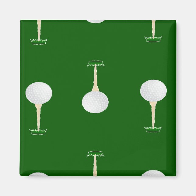 Golf-Kugeln Muster auf Grün Magnet (Vorne)