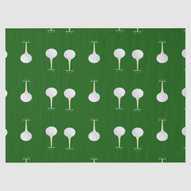 Golf-Kugeln Muster auf Grün Seidenpapier (Vorderseite)