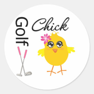 Golf-Küken Runder Aufkleber