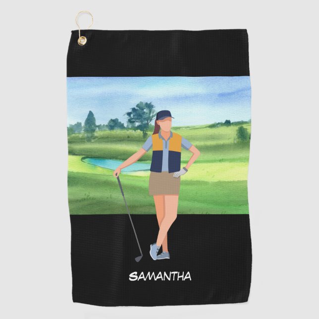 Golf Lady Frau ist Golf Golfhandtuch (Vorderseite)