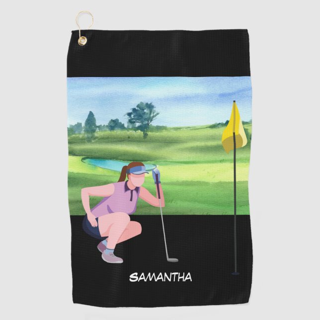 Golf Lady Frau ist Golfhandtuch (Vorderseite)