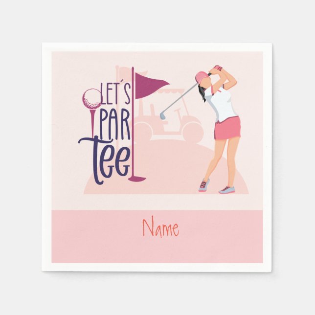 Golf Lady Golfer pink Thema Gelassen Par T-Shirt Serviette (Vorderseite)