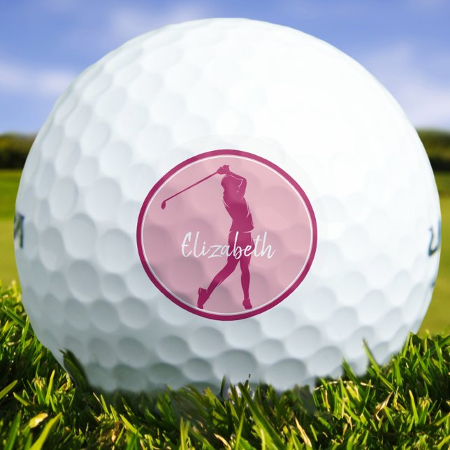 Golf Lady Golfer Player Chic Pink Sports Monogram Golfball (Golf Lady Golfer Player Chic Pink Sports Monogram Golf Balls)