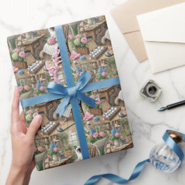 Golf Lady Golfer Thema für Katzenliebhaber Geschenkpapier