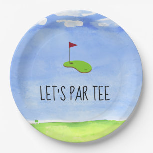 Golf Lass Par Tee mit Golfflagge auf Green Party Pappteller