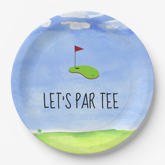 Golf Lass Par Tee mit Golfflagge auf Green Party Pappteller (Vorderseite)